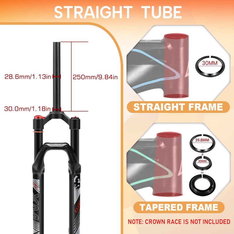 BUCKLOS LUTU 26/27.5/29 Air MTB Suspension Fork, Rebound Adjust Straight Tube 28.6mm QR 9mm Travel 120mm Manual/Crown Lockout Mountain Bike Forks, Ultralight Gas Shock XC Bicycle (Black, 29) - Image 3